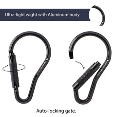Fusion Climb Prima Alumn auto-lock ladder hook featuring notchless nose for smooth clipping.