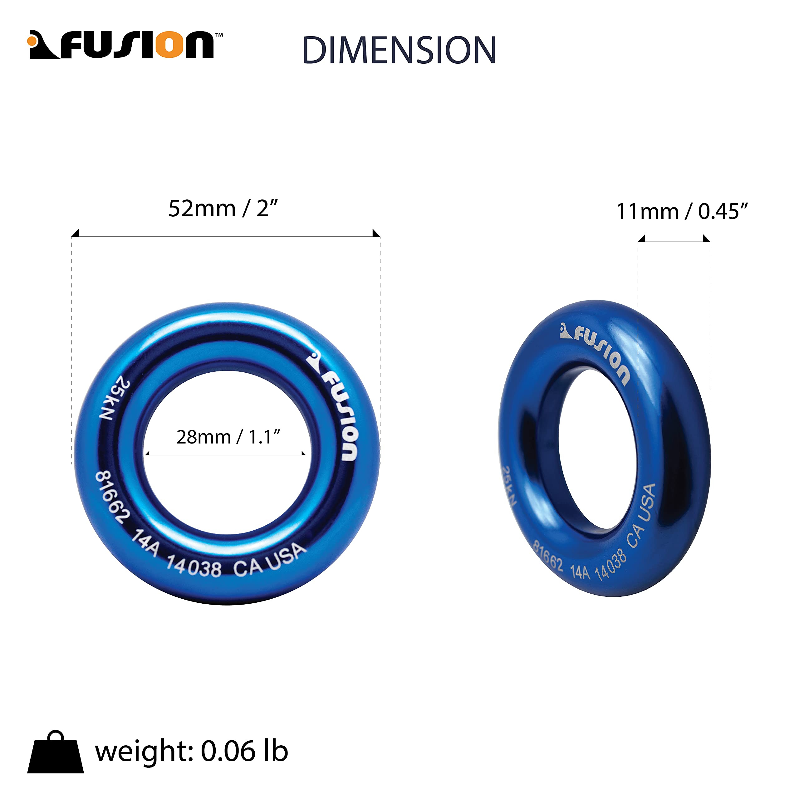 Fusion Climb rappel ring in use as a practical anchor during ascent and safety setups.