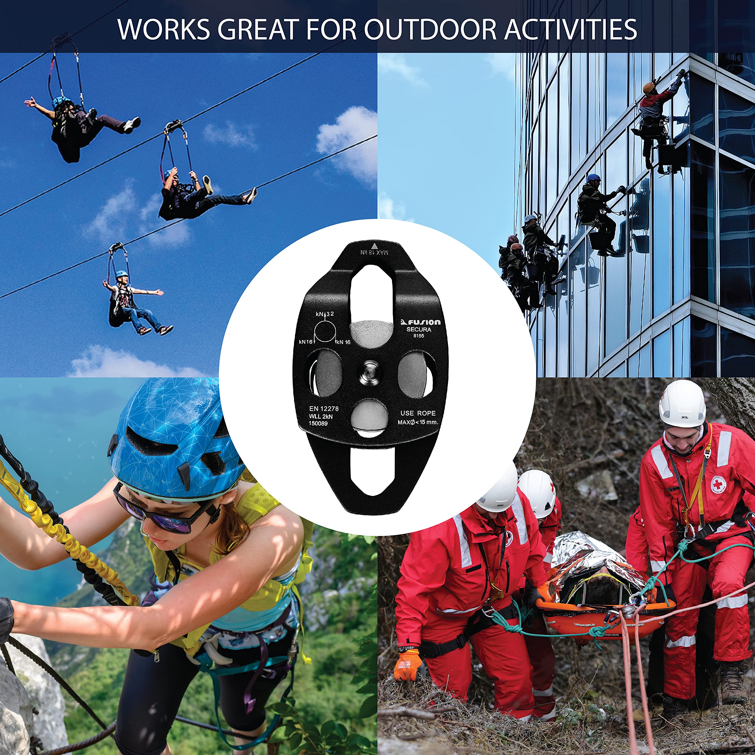 Fusion Climb Secura Pulley compact dimensions enable easy transport and rigging setup