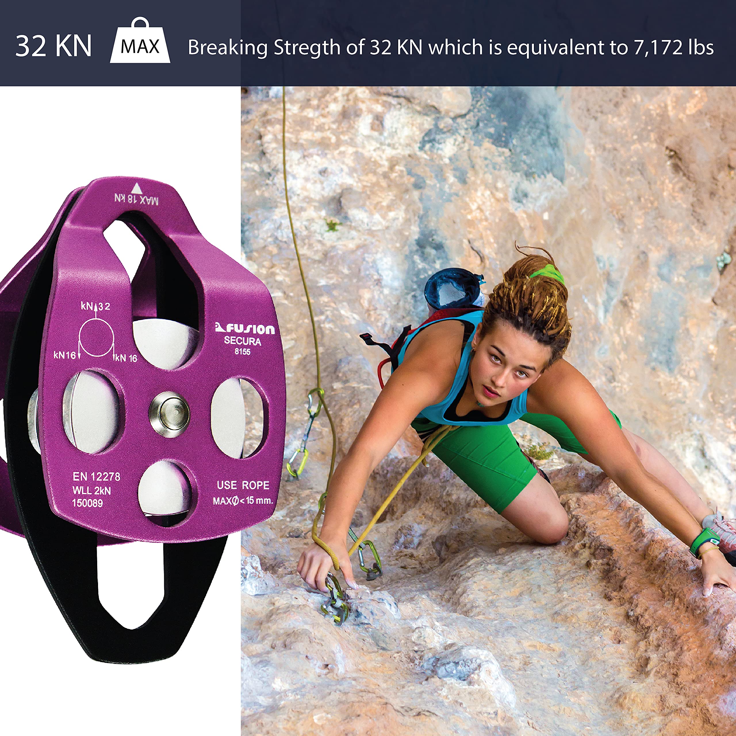 Fusion Climb Secura Pulley versatile for multiple anchors and rigging scenarios