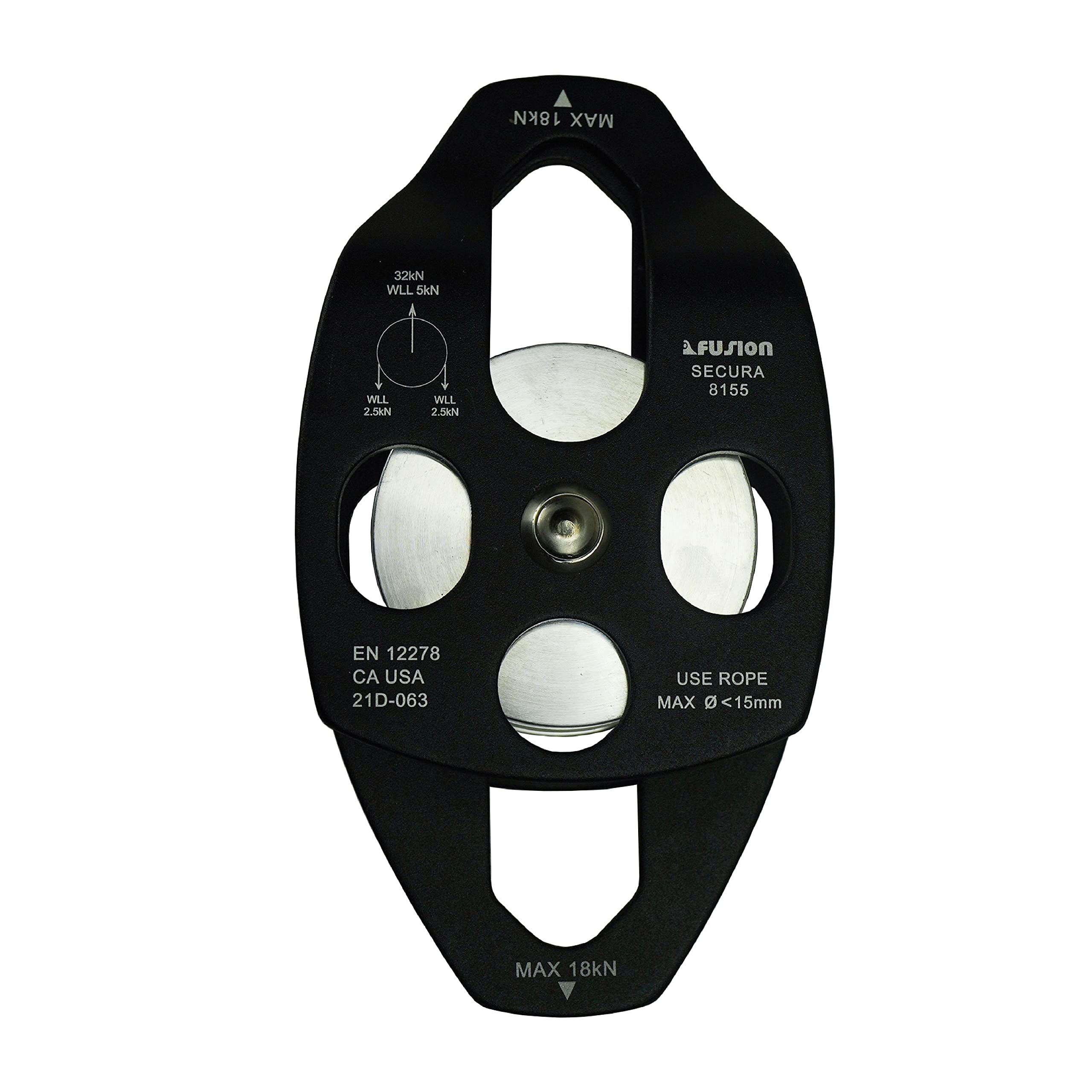 Fusion Climb Secura Pulley outer view highlights lightweight strength for rigging tasks