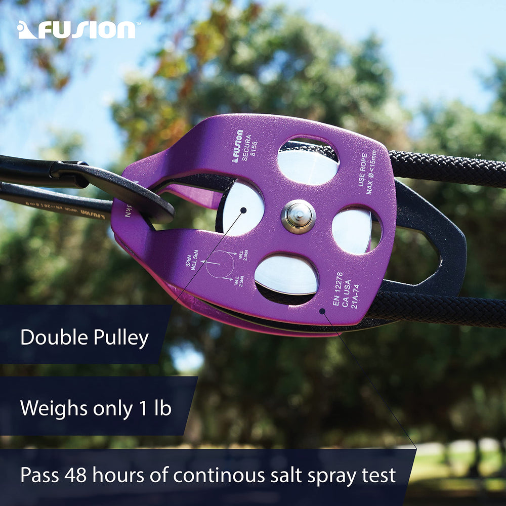 Fusion Climb Secura Pulley with rotating sheaves for smooth rope movement