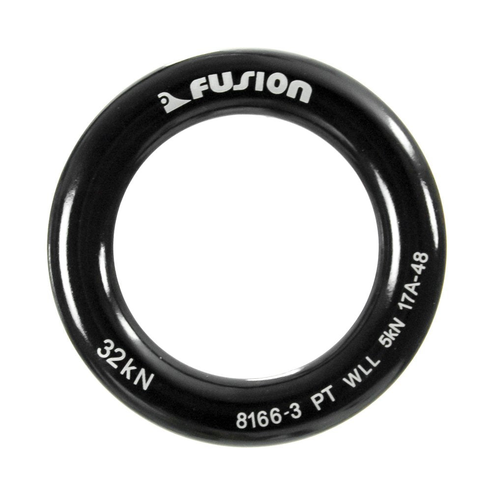 Fusion Climb small orange-black aluminum O-ring ready for secure anchors.