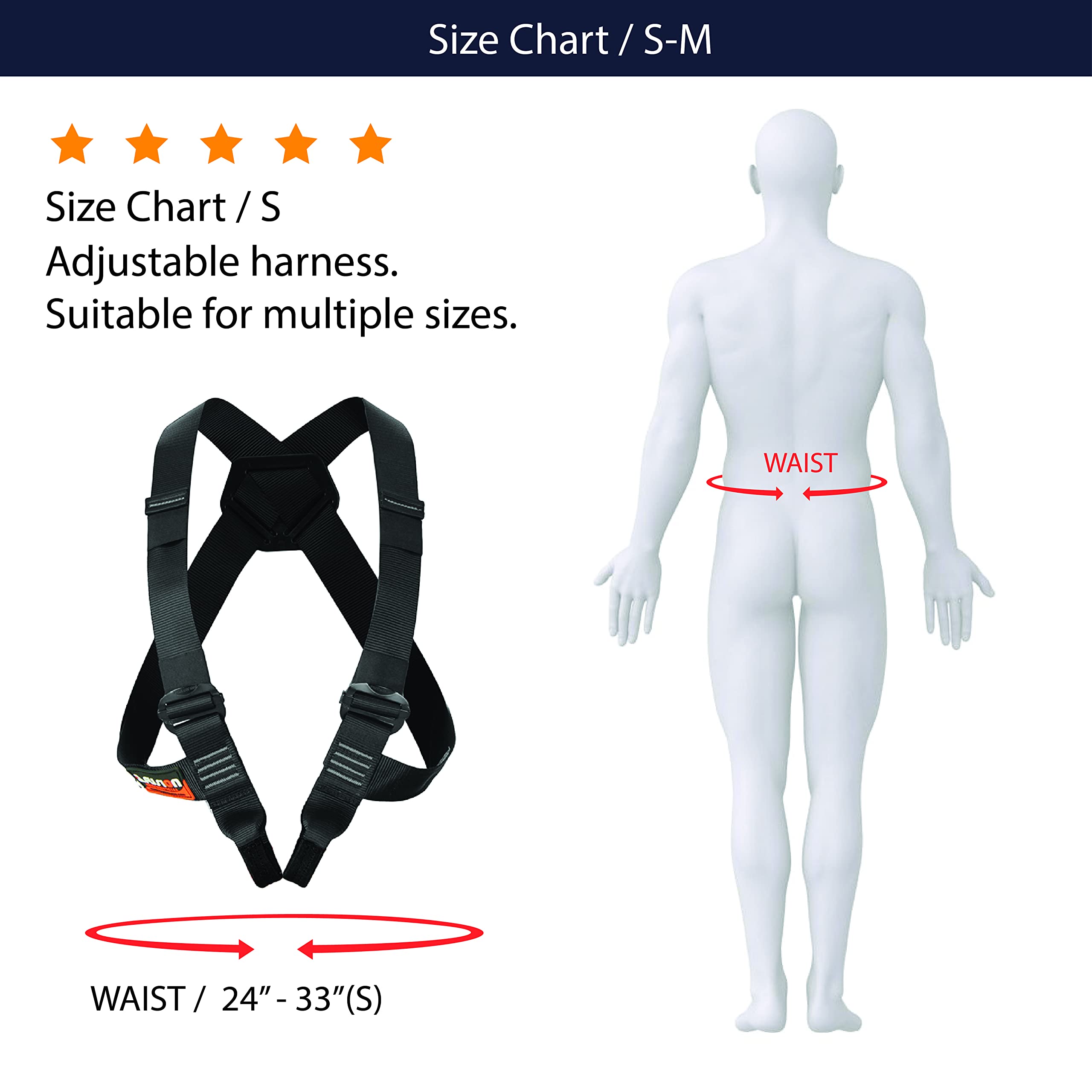 Fusion Climb Stika chest harness back plate provides stabilized support