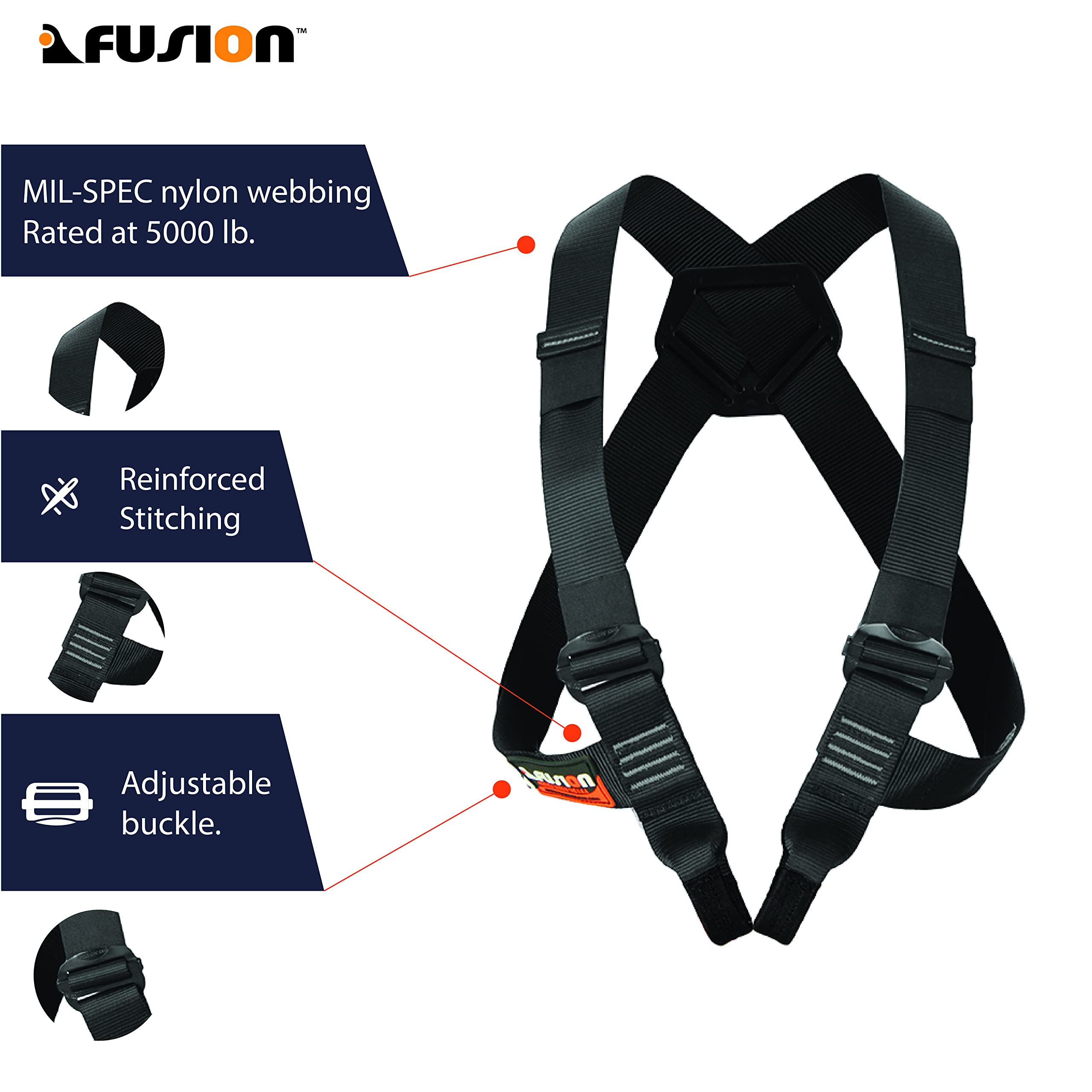 Fusion Climb Stika chest harness quick-release buckles in action for rapid adjustments