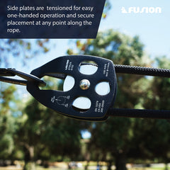 Fusion Climb Strux Pulley crafted from aero space aluminum for strength.