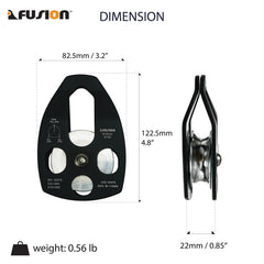 Fusion Climb Strux Pulley smooth rotation minimizes rope wear.