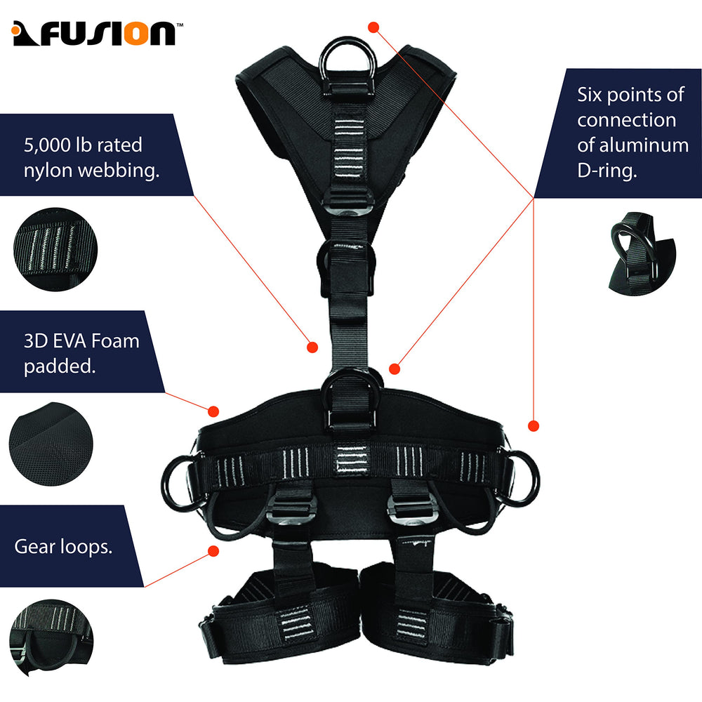 Fusion Climb Tac-Rescue 3D EVA padding cushions shoulders for extended wear.