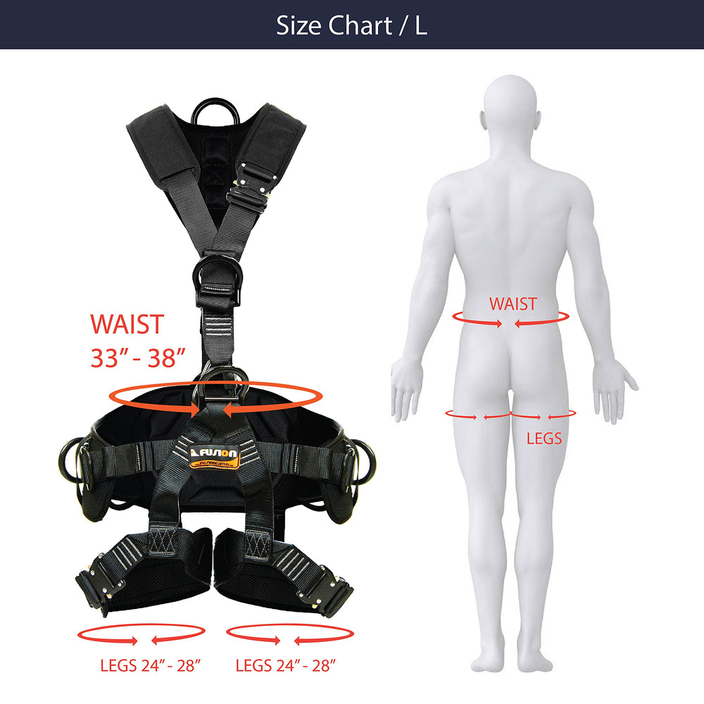 Fusion Climb Tac-Rescue harness front D-rings for efficient gear setup