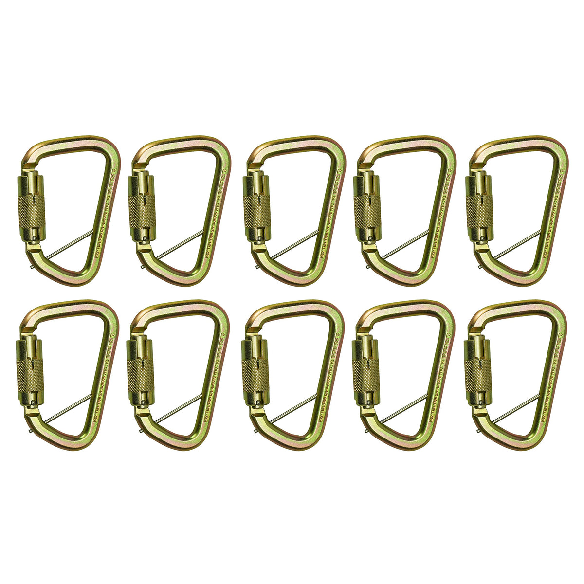 Fusion Climb Tacoma gold auto-lock carabiner front view for heavy-duty use