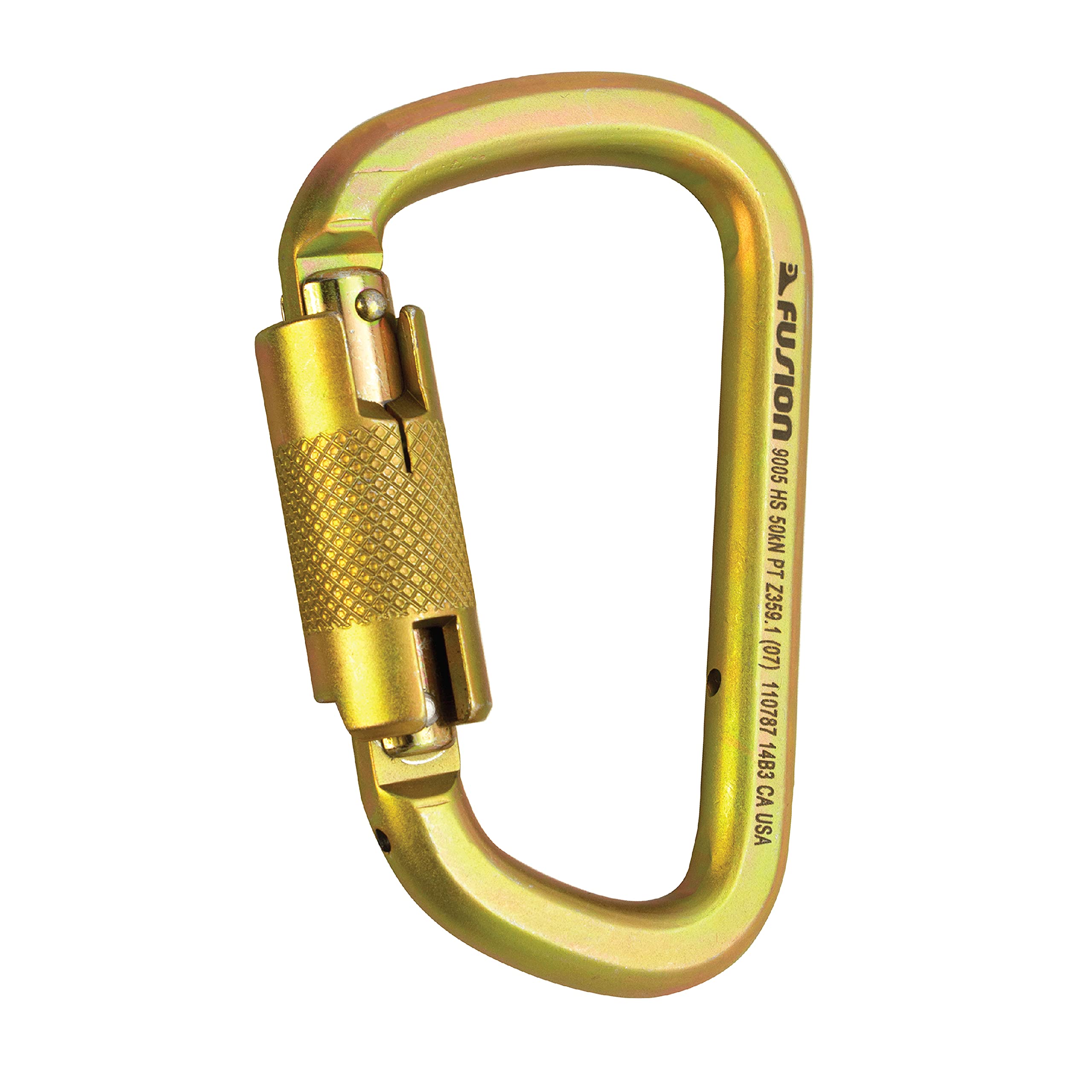 Fusion Climb Tacoma gold auto-lock carabiner opening for clipping