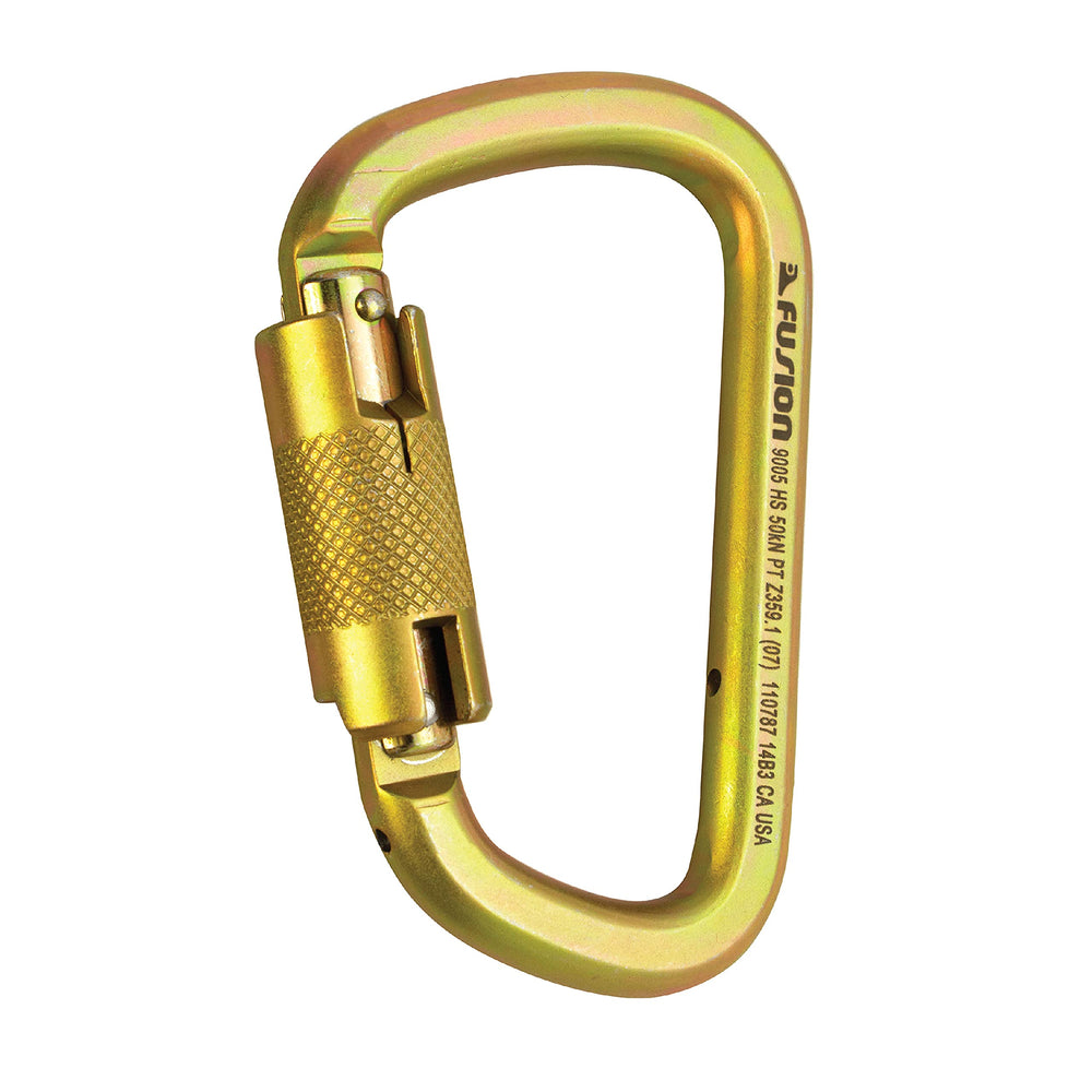 Fusion Climb Tacoma gold auto-lock carabiner opening for clipping