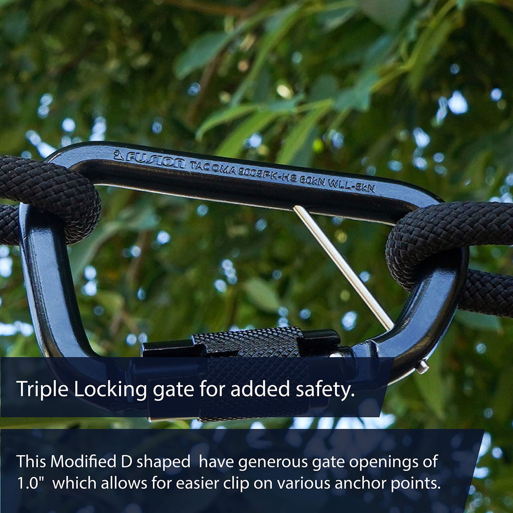 Fusion Climb Tacoma triple-locking carabiner D-shaped frame for secure anchors