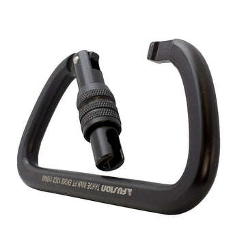 Fusion Climb Tahoe D-shape carabiner profile showing broad gate opening for efficient clipping