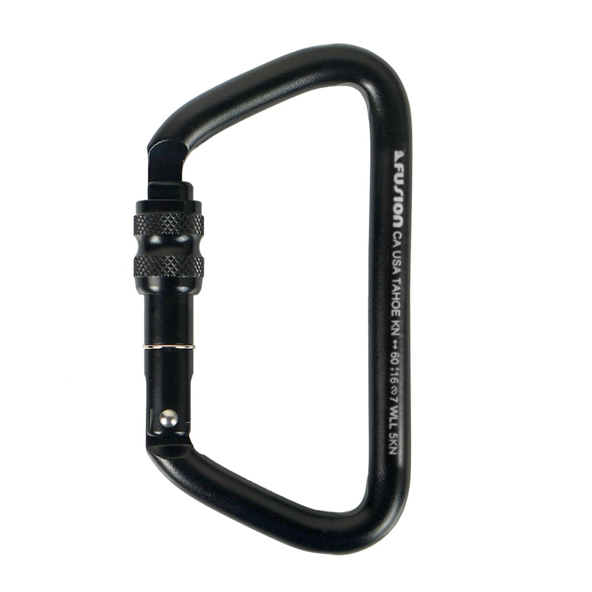 Fusion Climb Tahoe screw locking carabiner close-up displaying the twist-lock for secure outdoor use