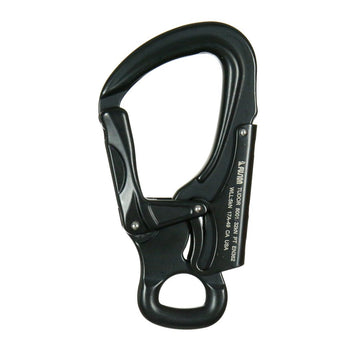 Fusion Climb Tudor captive-eye snap hook shows cross-loading prevention and easy clipping