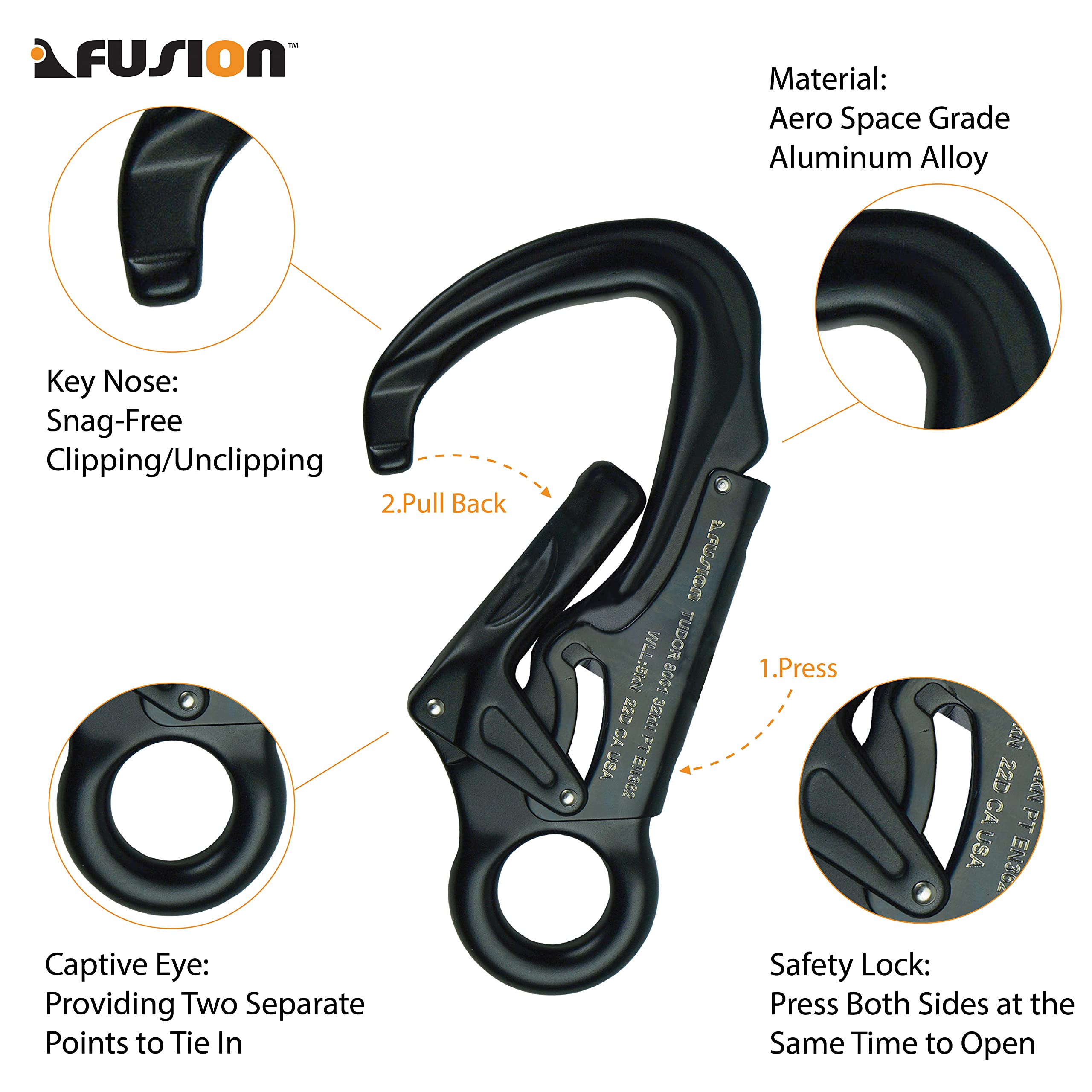 Fusion Climb Tudor UIAA/ANSI certified carabiner for reliable safety standards.