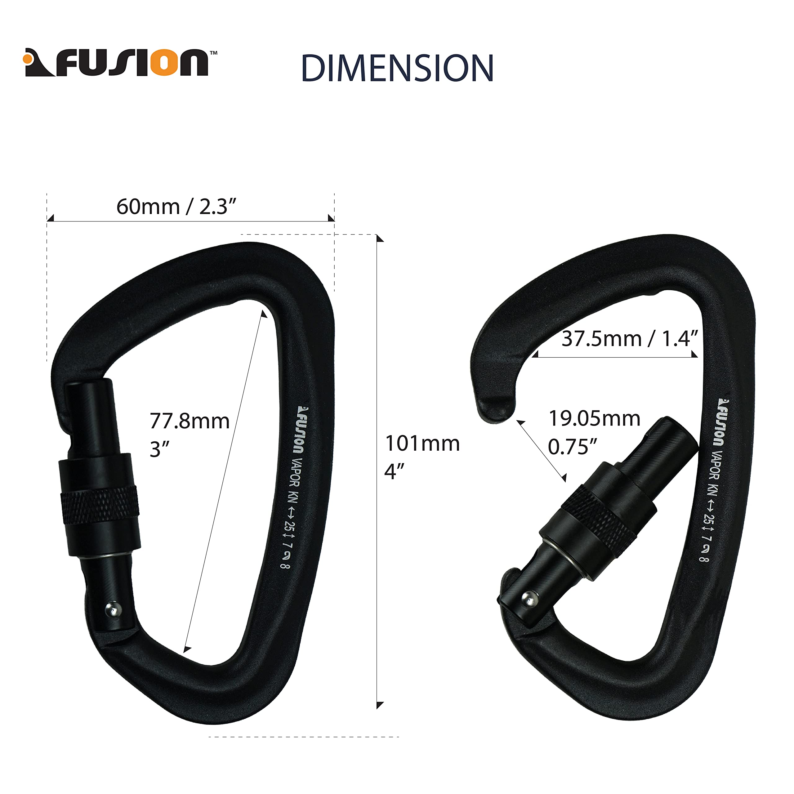 Fusion Climb Vapor III modified-D shape emphasizes spine load distribution for strength.