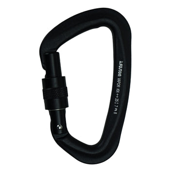 Fusion Climb Vapor III screw-gate D-carabiner in black for secure quick clips.