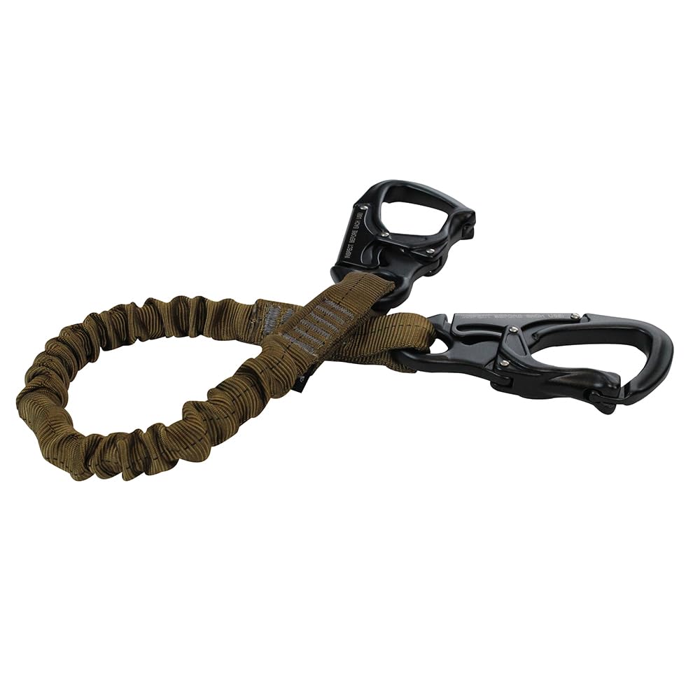 Elastic internal bungee segment on Fusion Helo CYB lanyard reduces extension for easier movement.