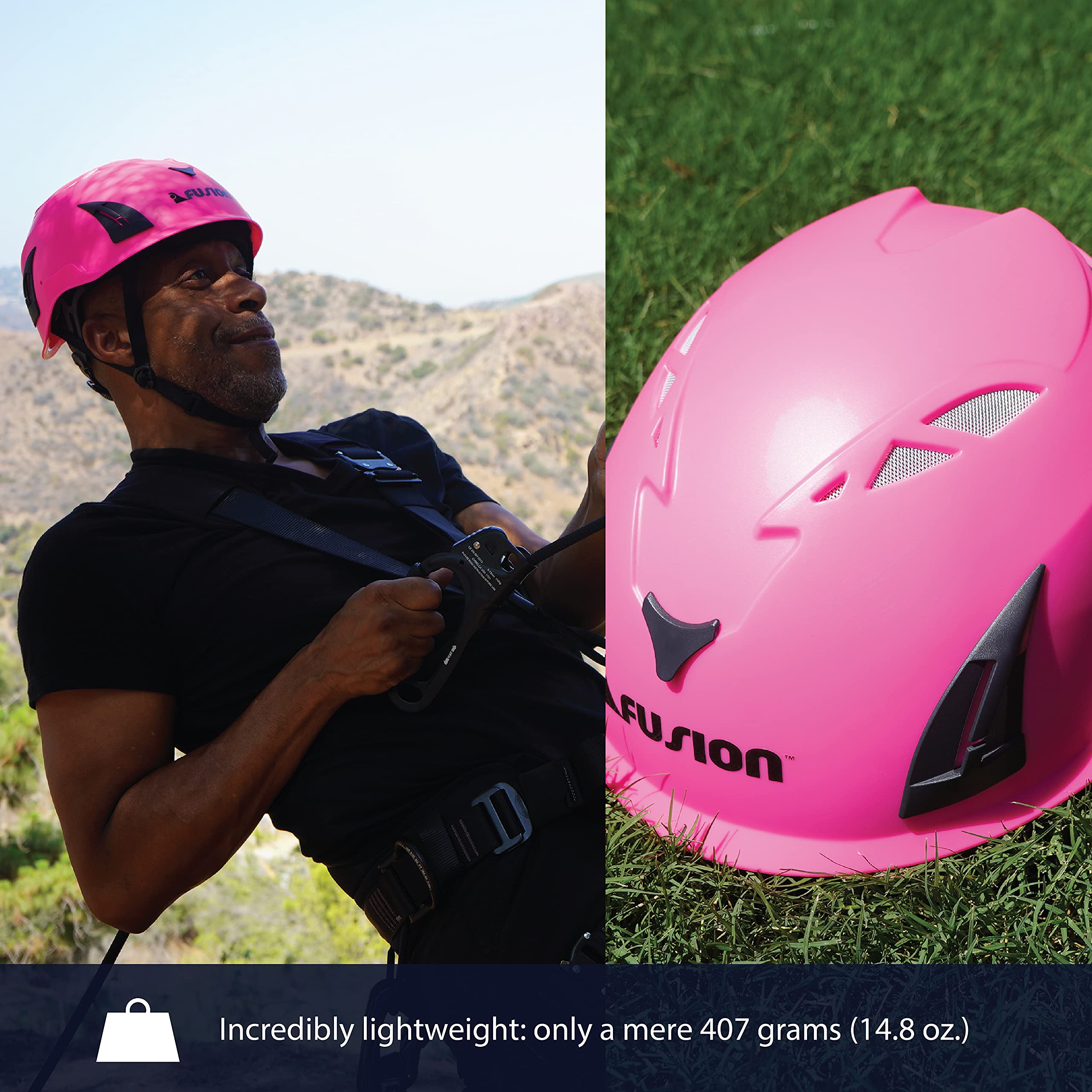 Fusion Meka II attachment slots support lights and visors for improved visibility.