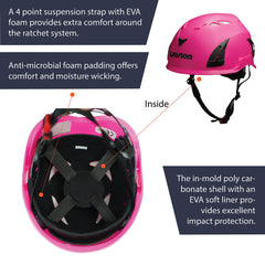 Fusion Meka II suspension straps create space between head and shell for comfort.