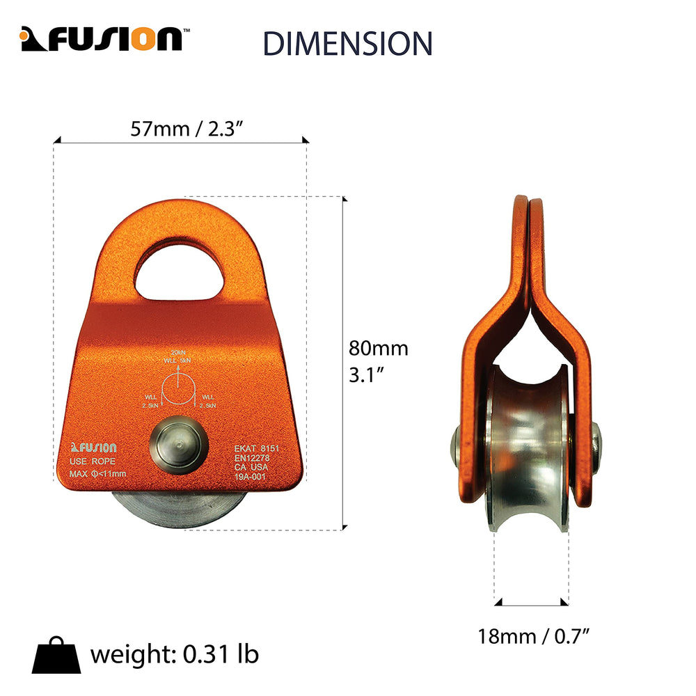 Fusion Micro Pulley aluminum roller enables smooth rotation under load for reliable progress