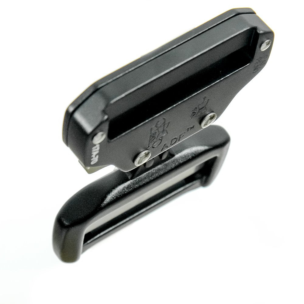 Fusion Raptor black buckle complements modern belts
