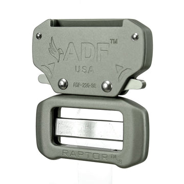 Fusion Raptor II buckle closeup showing lightweight aerospace aluminum and durability