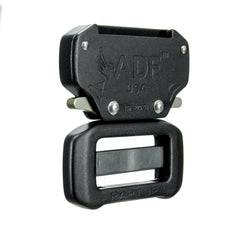 Fusion Raptor II buckle front view highlights aerospace-grade strength for duty wear.