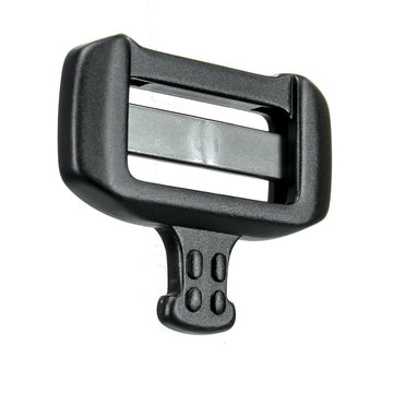 Fusion Raptor II buckle housing shows aerospace-grade aluminum construction.