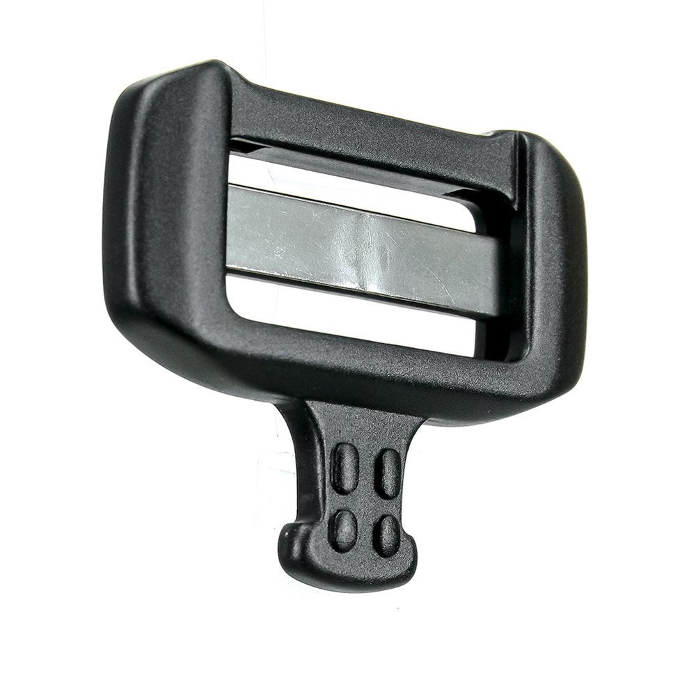 Fusion Raptor II buckle housing shows aerospace-grade aluminum construction.
