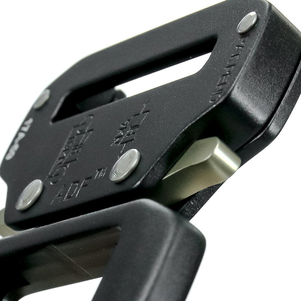 Fusion Raptor II buckle in use on tactical belt for duty-ready comfort.