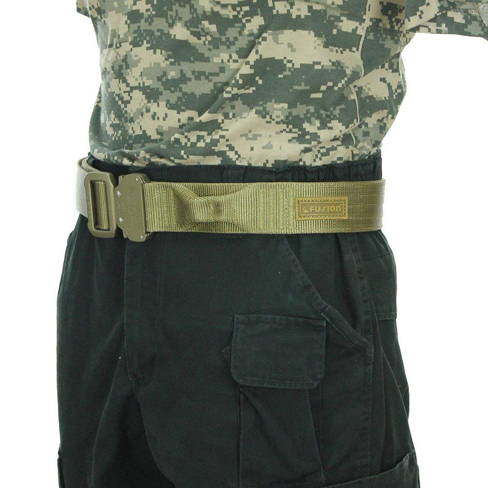 Fusion Riggers belt aluminum buckle on-duty setup.