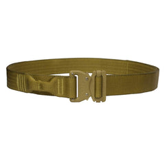 Fusion Riggers belt buckle close-up showcases durable aluminum quick-release.