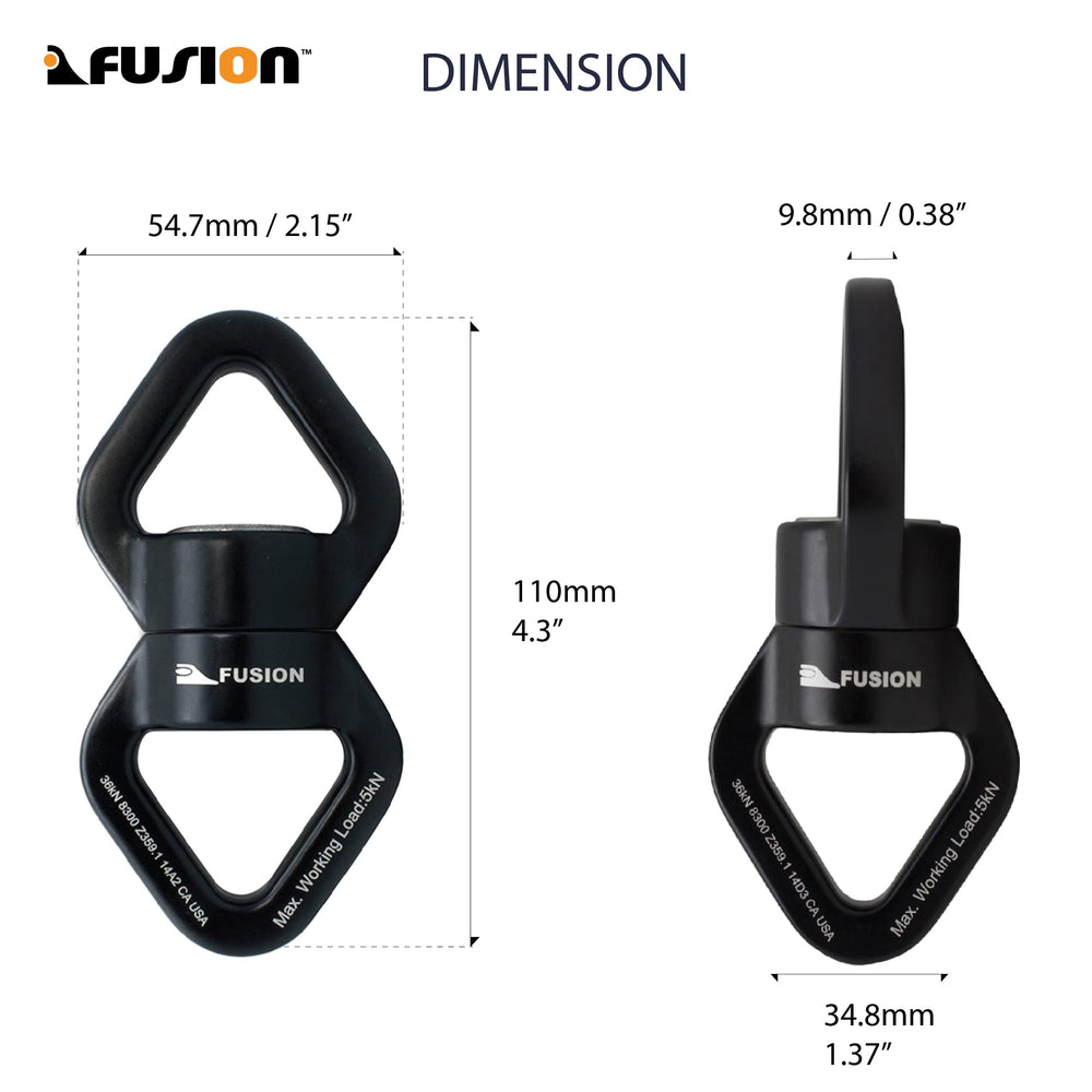 Fusion Swing Swivel mounted on tree swing for smooth rotation.