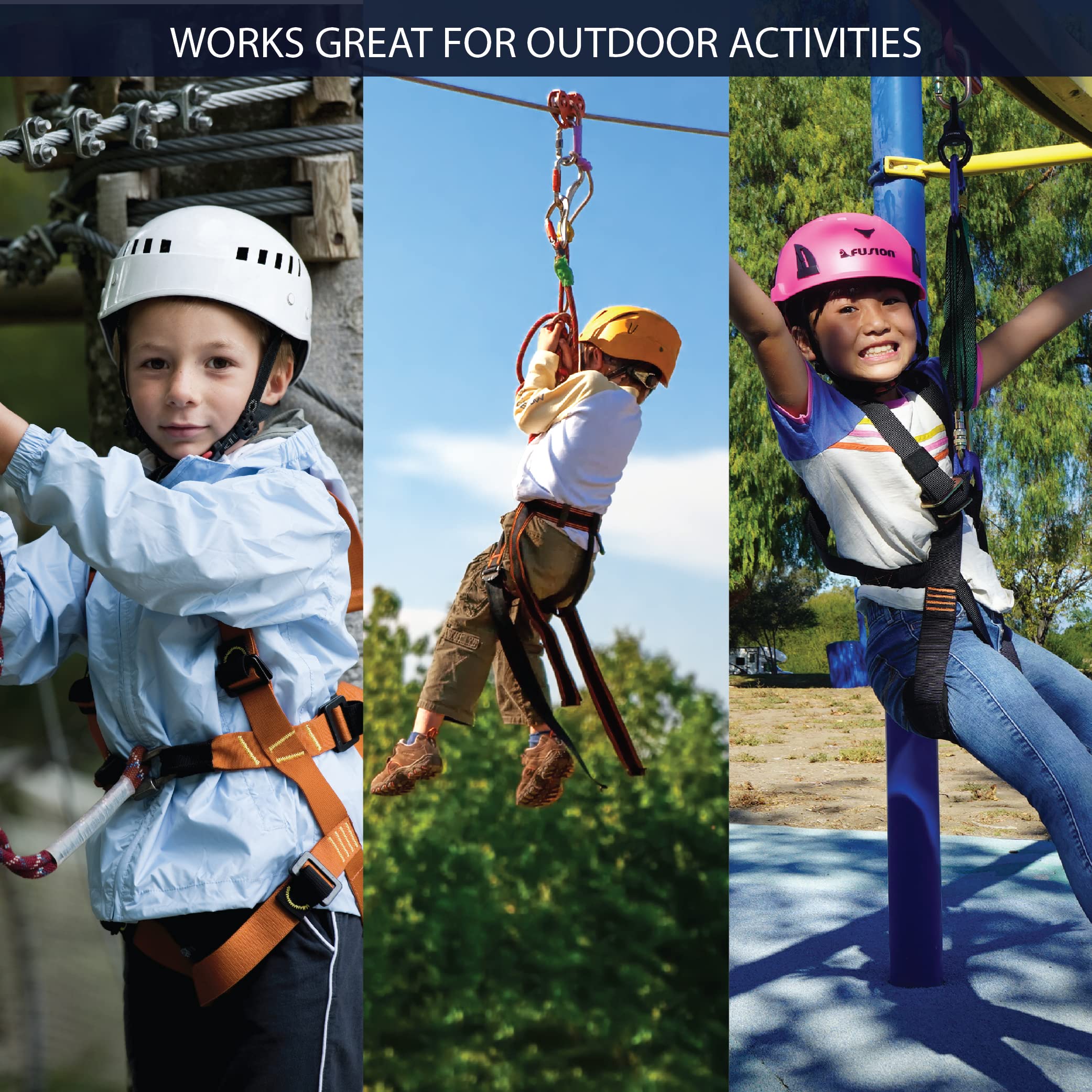 Fusion Warrior Kids harness made in USA for quality craftsmanship.