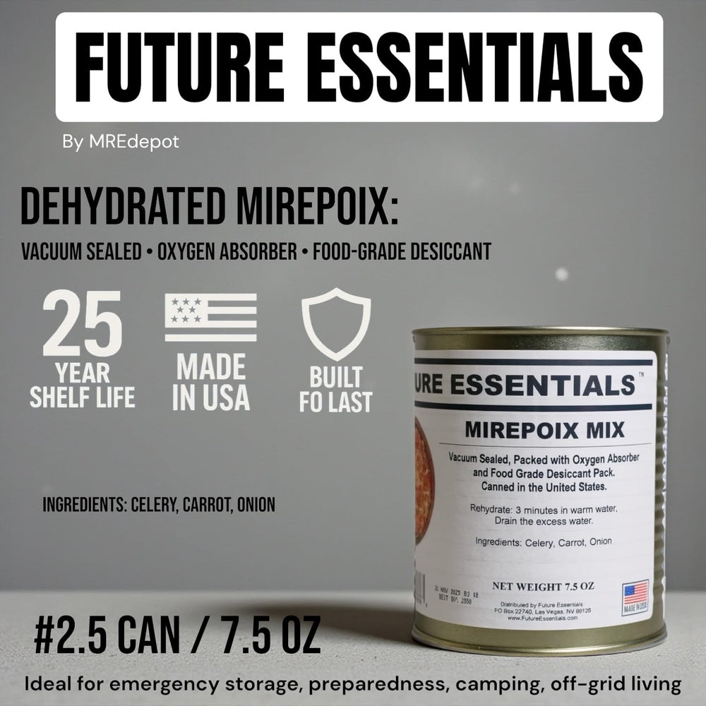 Made in USA label on Future Essentials Mirepoix Mix tin
