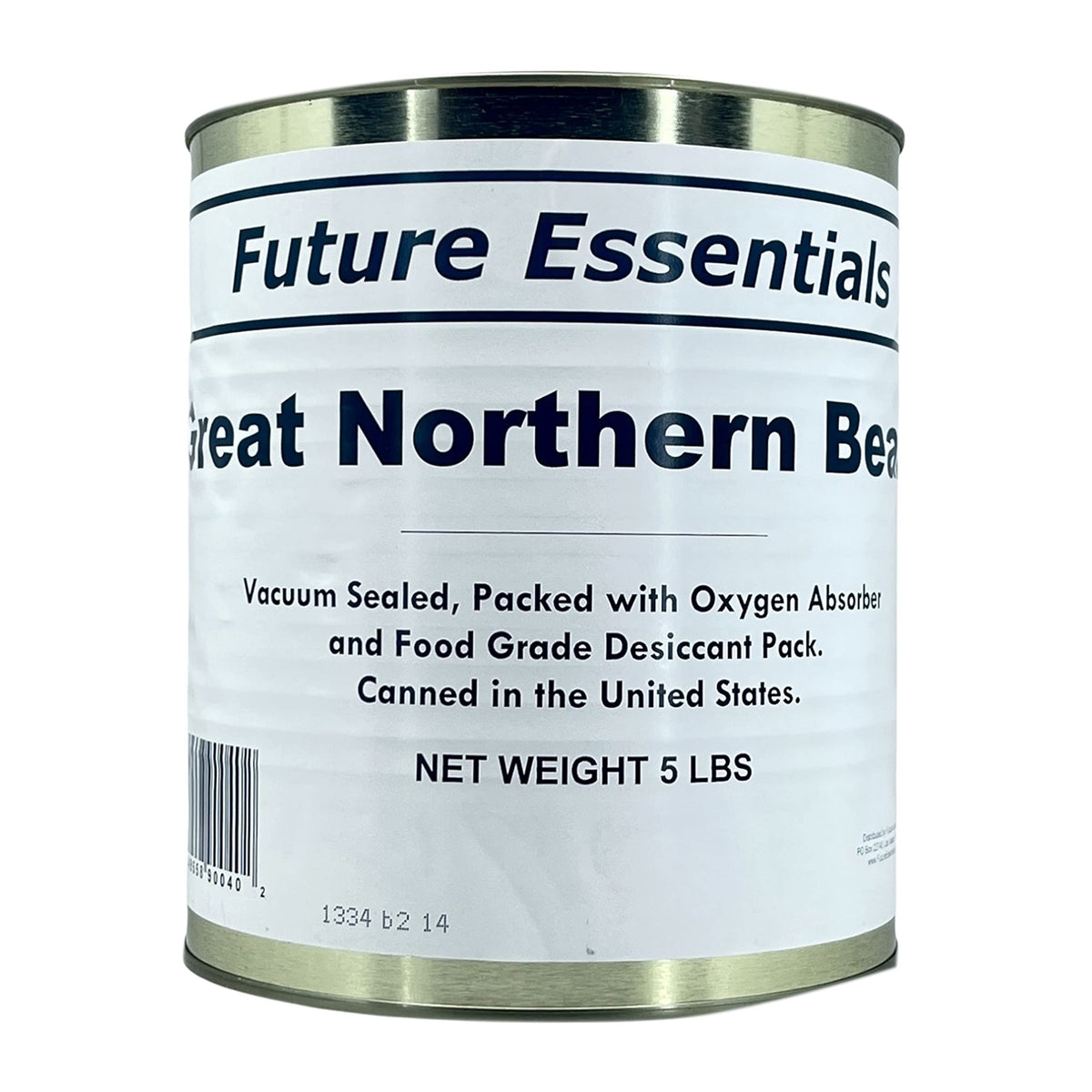 Future Essentials Great Northern Beans can label for pantry storage and long shelf life.