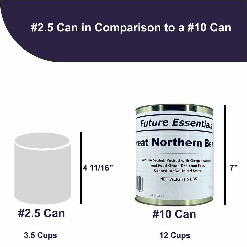 Future Essentials Great Northern Beans pantry storage graphic emphasizing long shelf life.