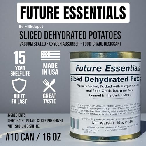 Future Essentials USA-made potatoes packaged for durable emergency food storage and quick meals