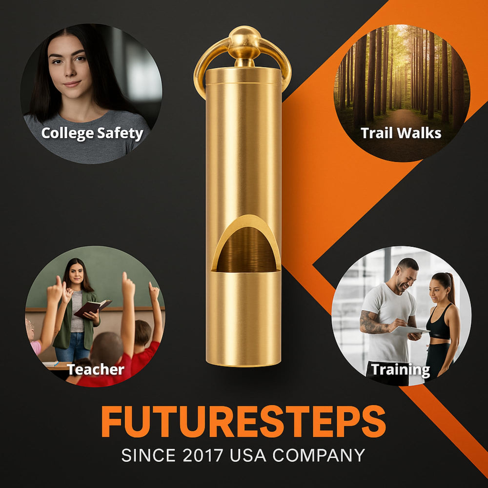 FUTURESTEPS emergency whistle on neck lanyard enables quick reach