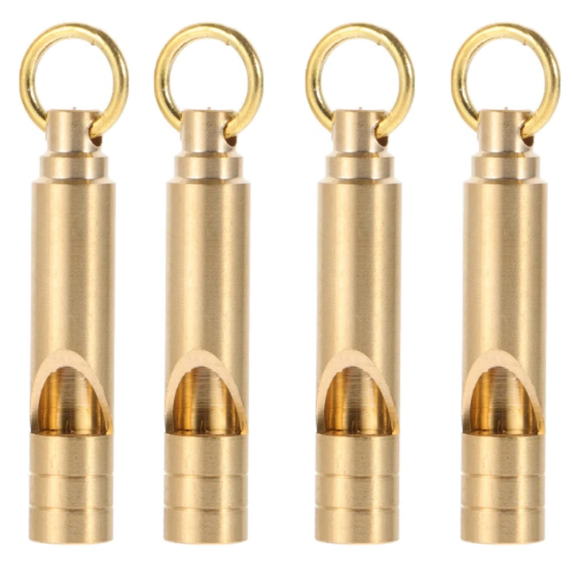 FUTURESTEPS brass whistle 4-pack front view for quick signaling outdoors
