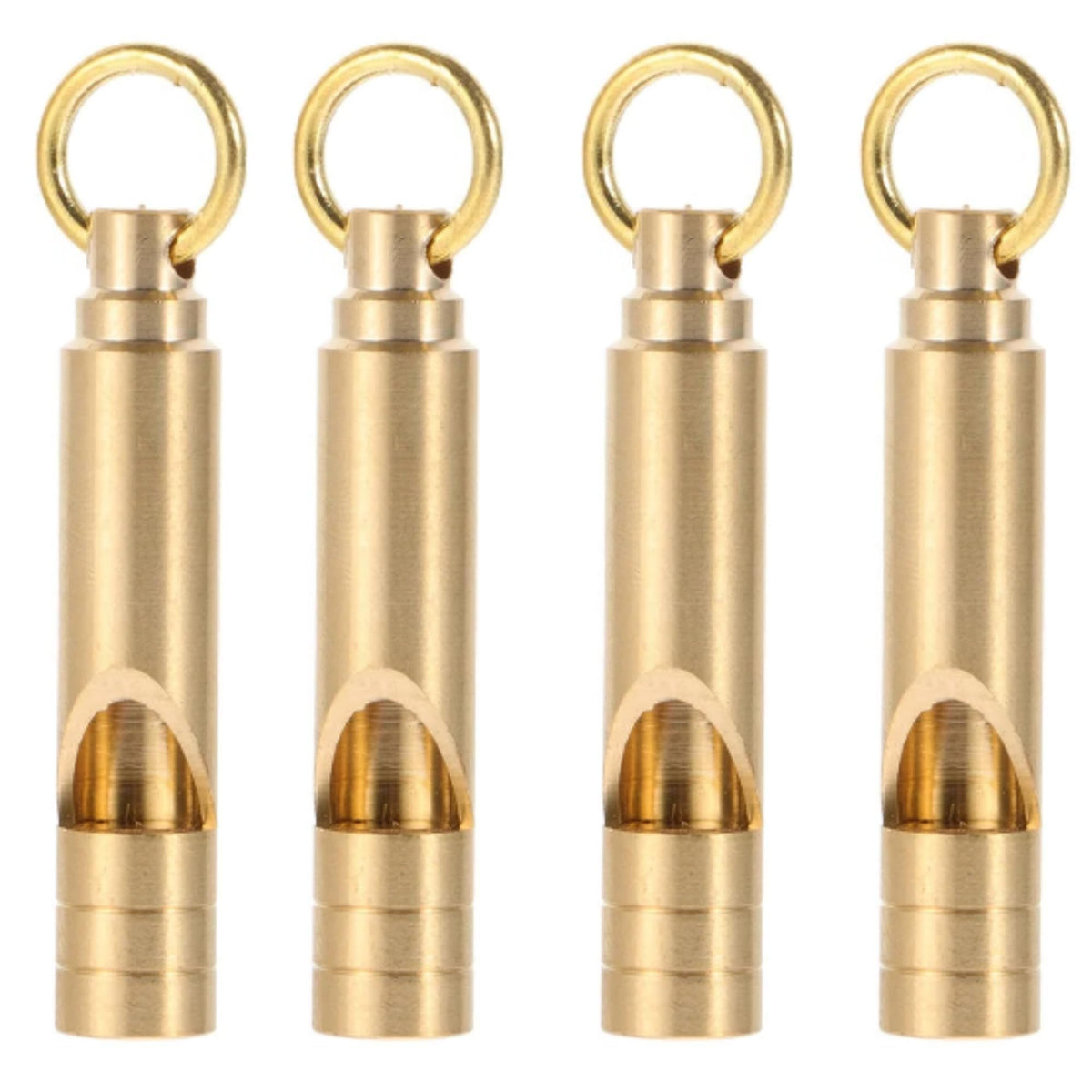 FUTURESTEPS brass whistle 4-pack front view for quick signaling outdoors