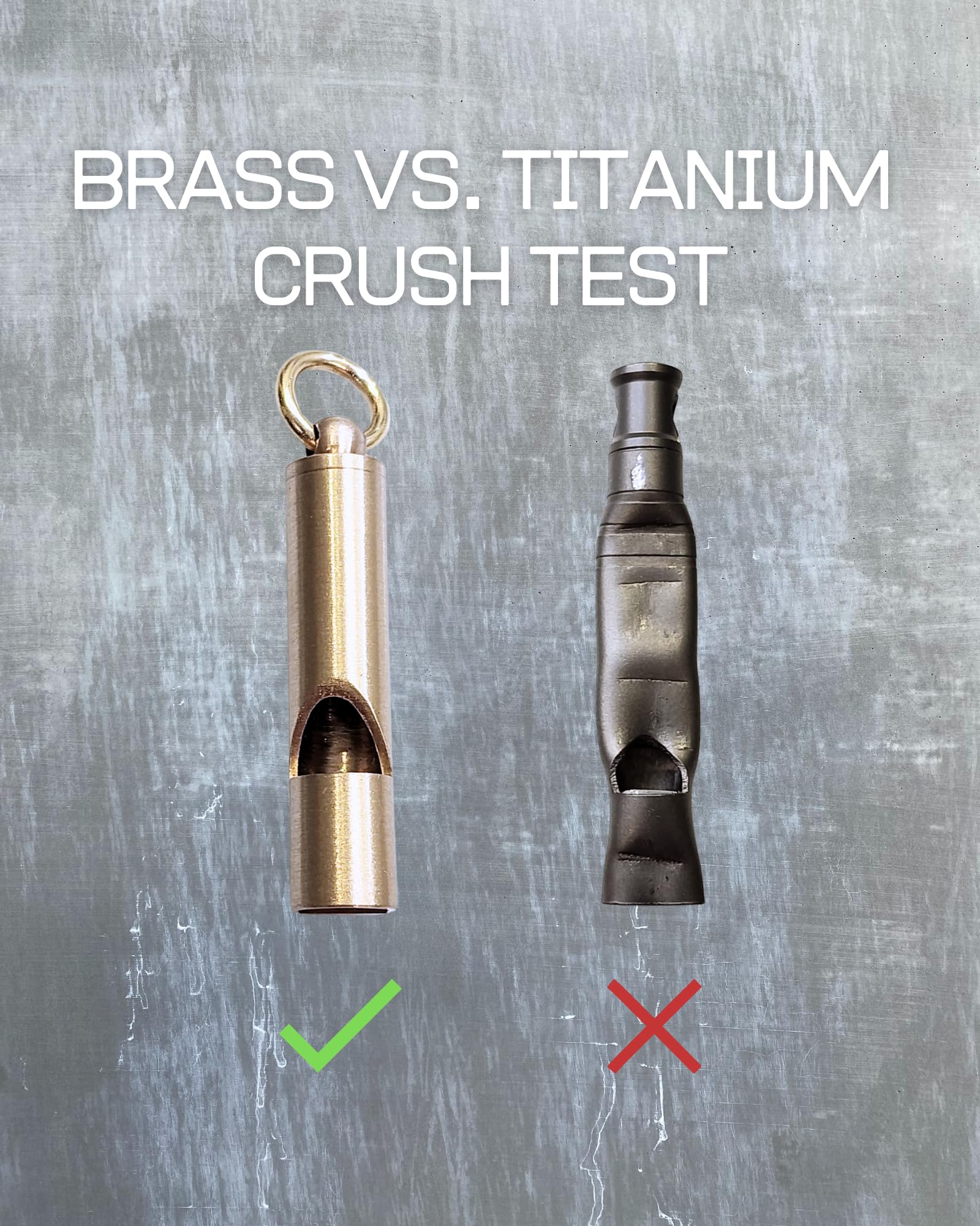 FutureSteps Premium Brass Whistles 125dB sound test image.