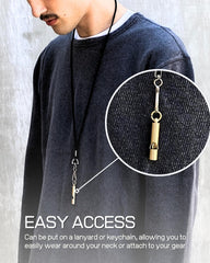 FutureSteps Premium Brass Whistles brass close-up showing sturdy material.