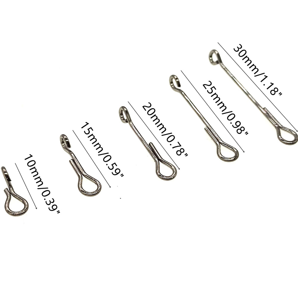 Fly tying hooks in five sizes from 10mm to 30mm
