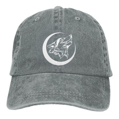 Fwoeqiz Howling Lone Wolf Hat front view shows a sturdy brim for outdoor shade and style.