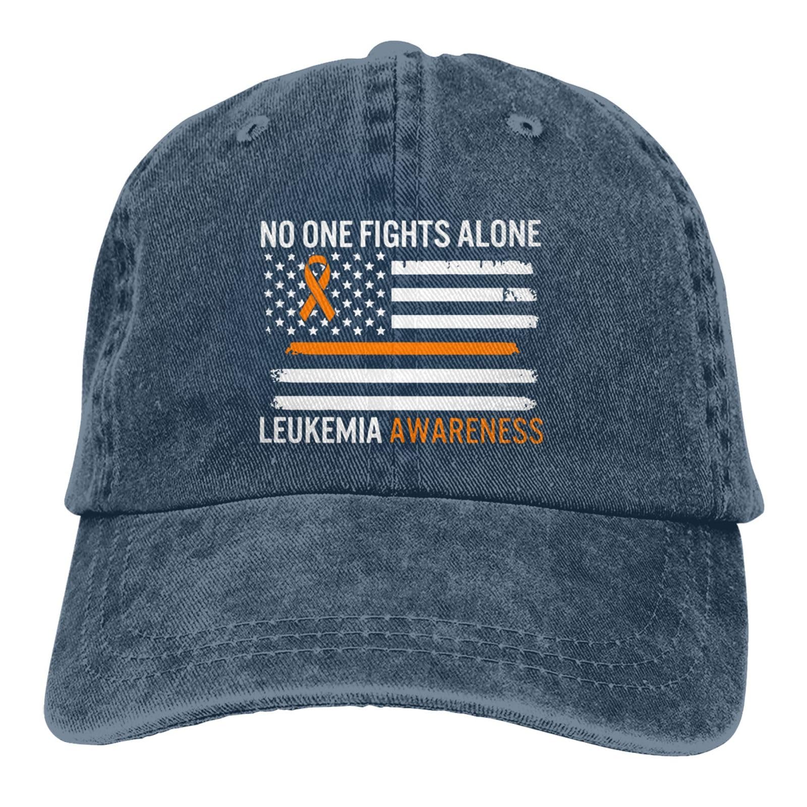 Fwoeqiz leukemia awareness hat front view with adjustable fit for most head sizes.