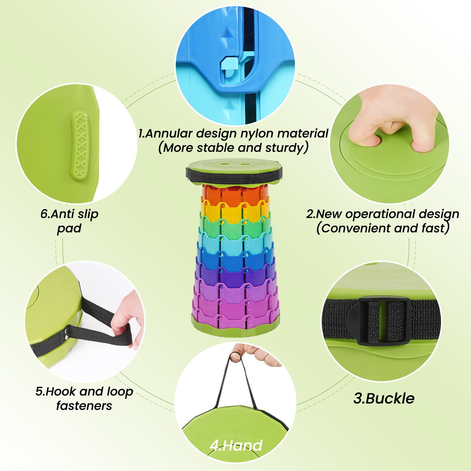 FXKS collapsible stool max-load-400lbs for sturdy outdoor use